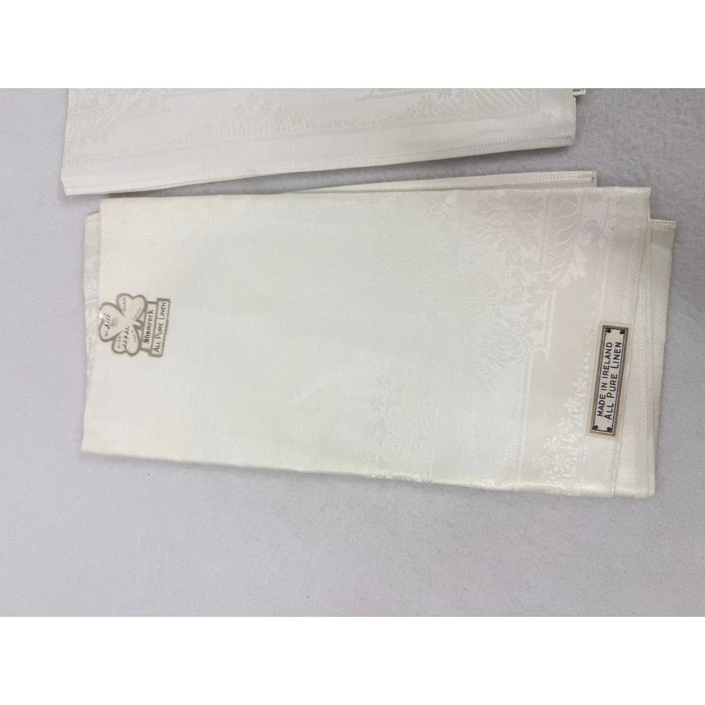 Shamrock All Pure Linen Napkins Made‎ in Ireland Set of 3 Damask Floral